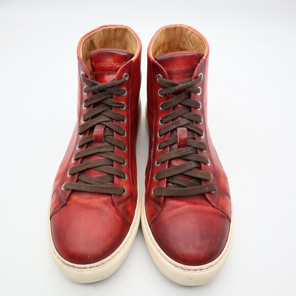 Magnanni Brando Men's Size US 9 M High Top Lace Up Sneakers Brown Red Leather - Picture 2 of 14